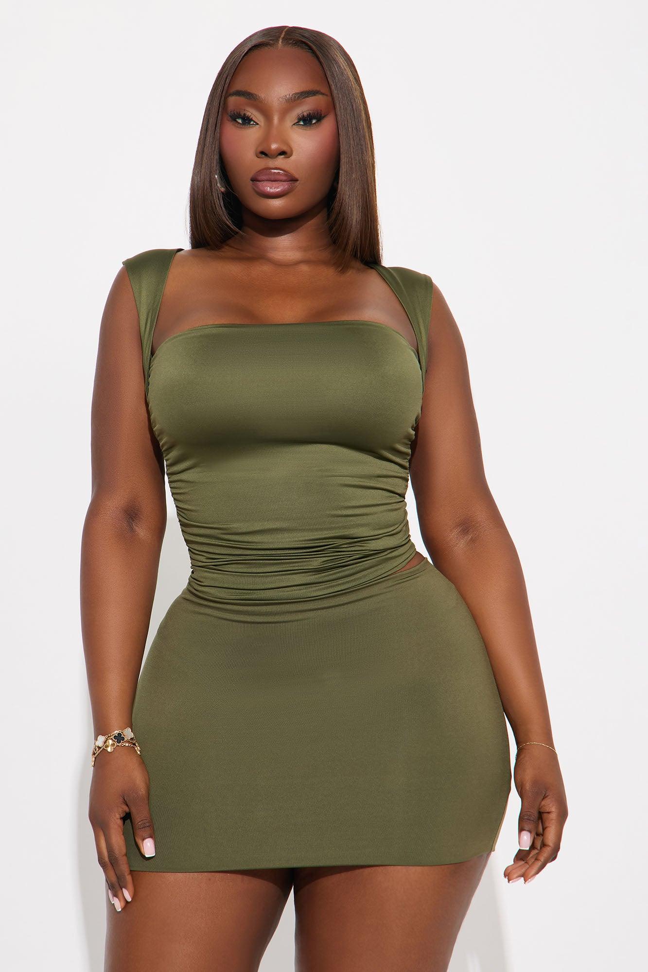 Contour Double Lined Mini Skirt - Military Green Female Product Image