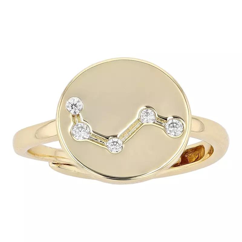 City Luxe Horoscope Cubic Zirconia Disk Horoscope Adjustable Ring, Women's, Gold Tone Scorpio Product Image