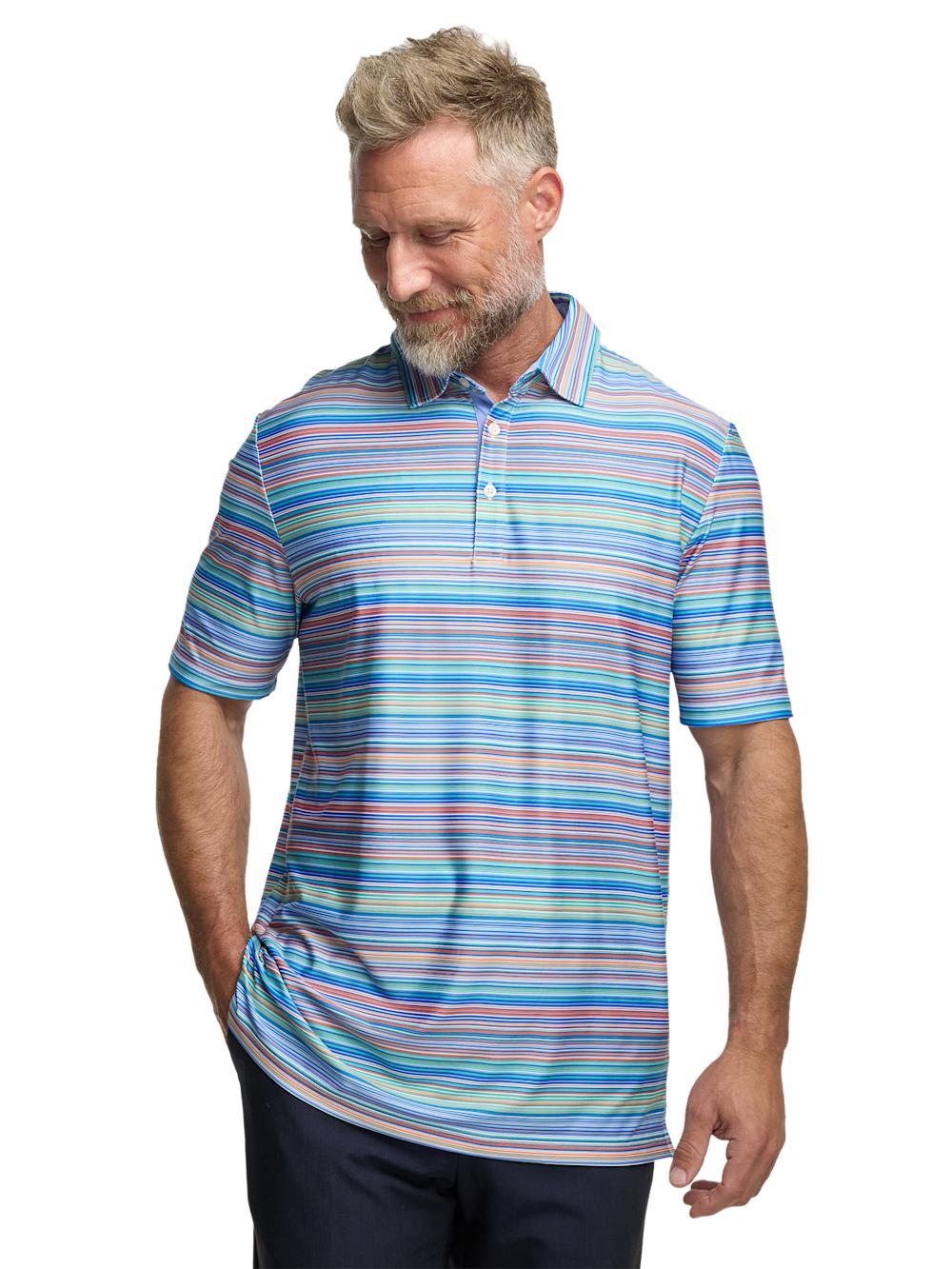 Performance Blend Three Button Patterned Performance Polo - Multi Product Image