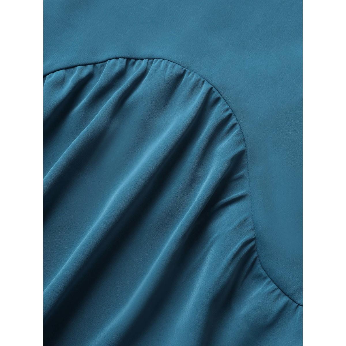 Plus Size Tiered Ruffle Cap Sleeve Asymmetrical Hem Dress Aegean Women Elegant Non V-neck Cap Sleeve Curvy Midi Dress BloomChic 18-20/2X Product Image