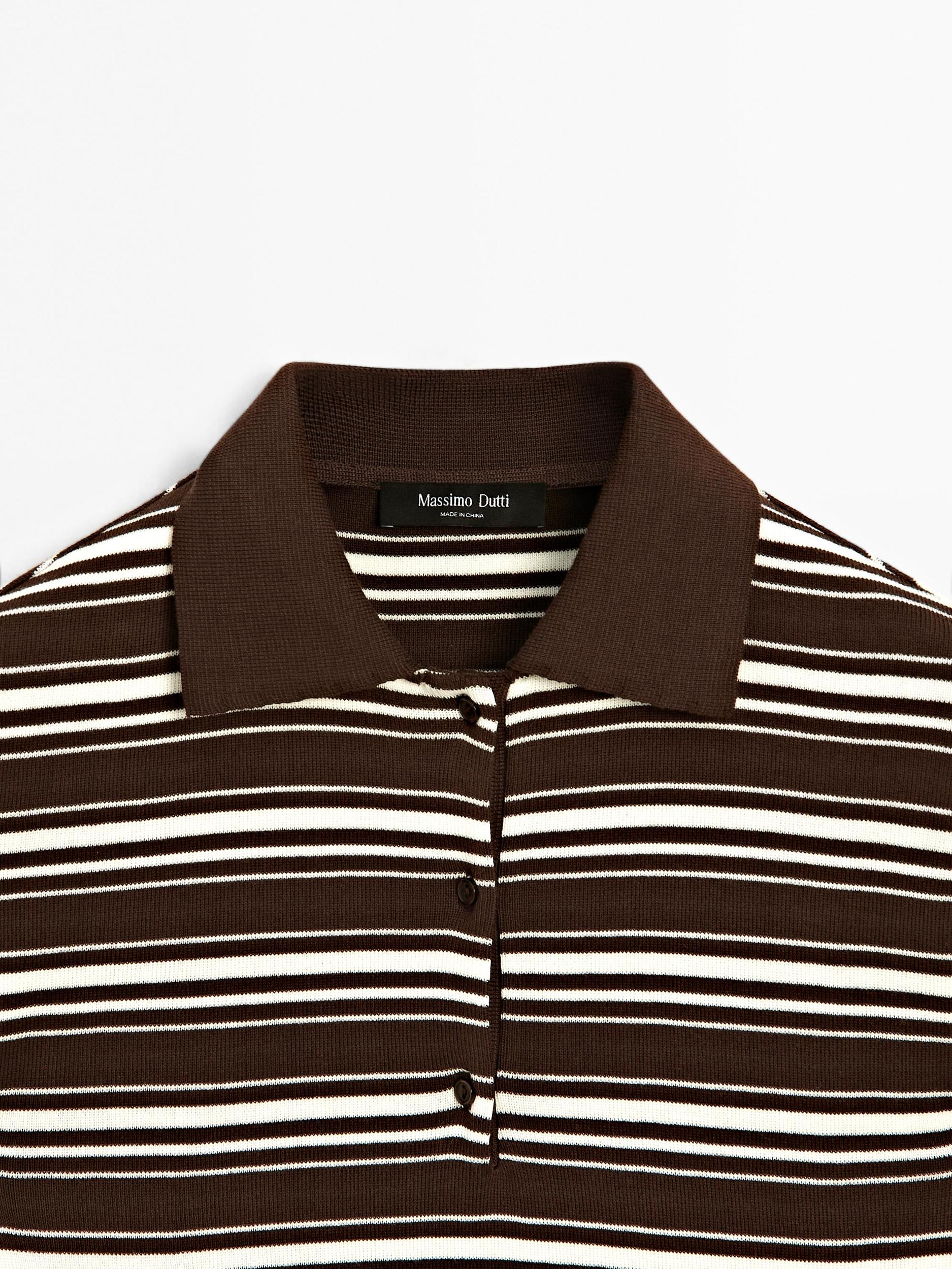 100% cotton polo shirt with striped details Product Image