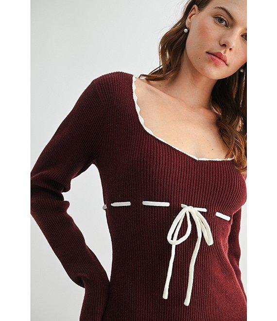 All in Favor Long Sleeve Sweater Mini Dress Product Image