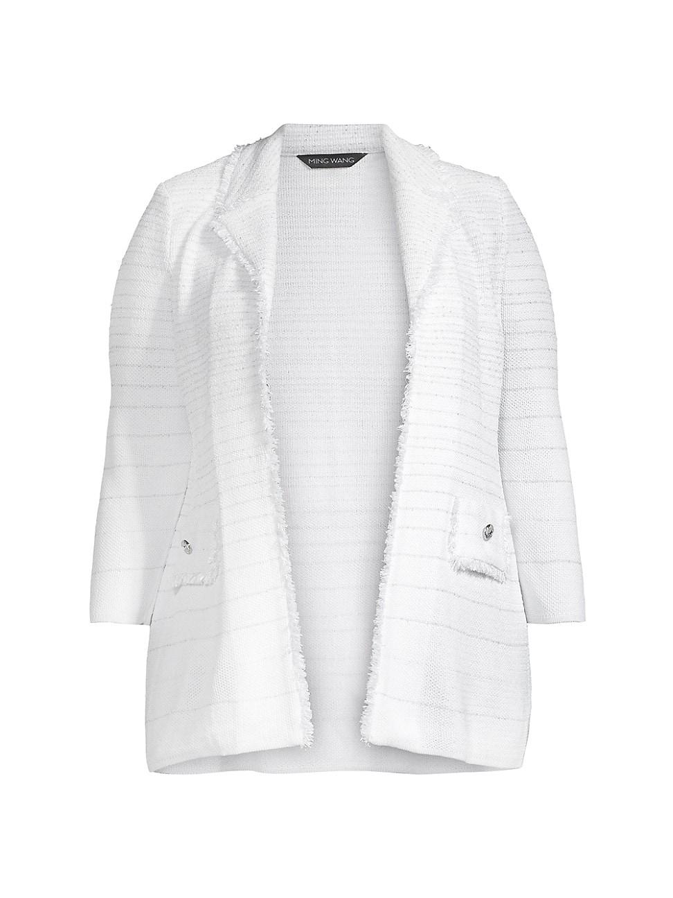 Womens Shimmering Striped Knit Jacket Product Image