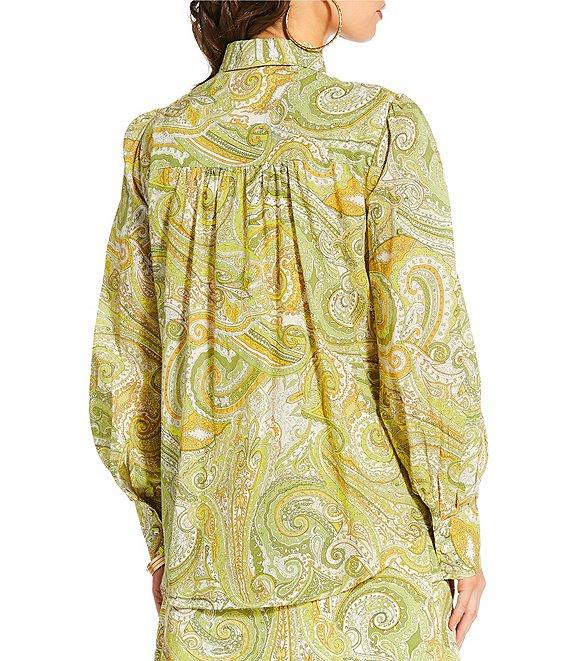 Antonio Melani x Amanda Jones Vaughan Stevie Coordinating Paisley Point Collar Long Sleeve Button Front Blouse Product Image