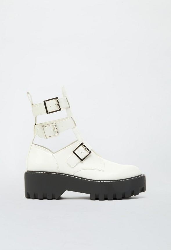 JustFab Margaux Platform Loafer Pump Womens Black/ White Size 8.5 Product Image