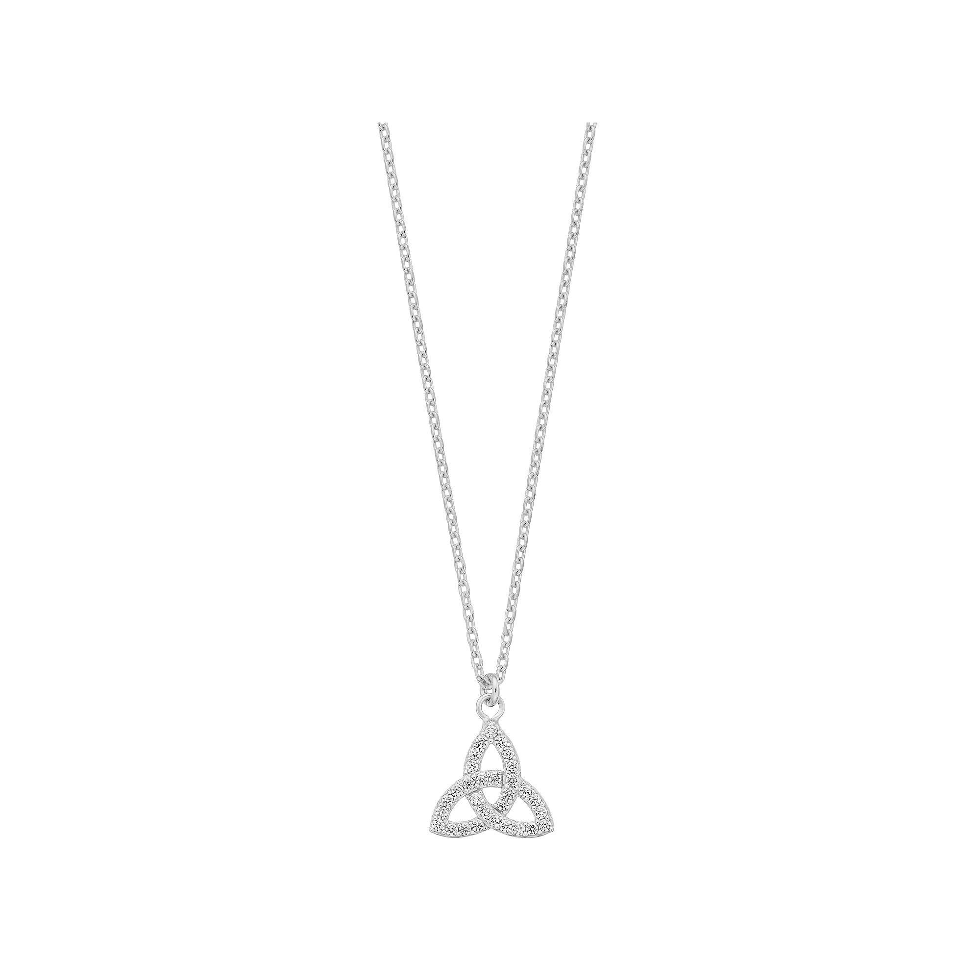 Sterling Silver Cubic Zirconia Trinity Knot Pendant Necklace, Women's, Size: 18" Product Image