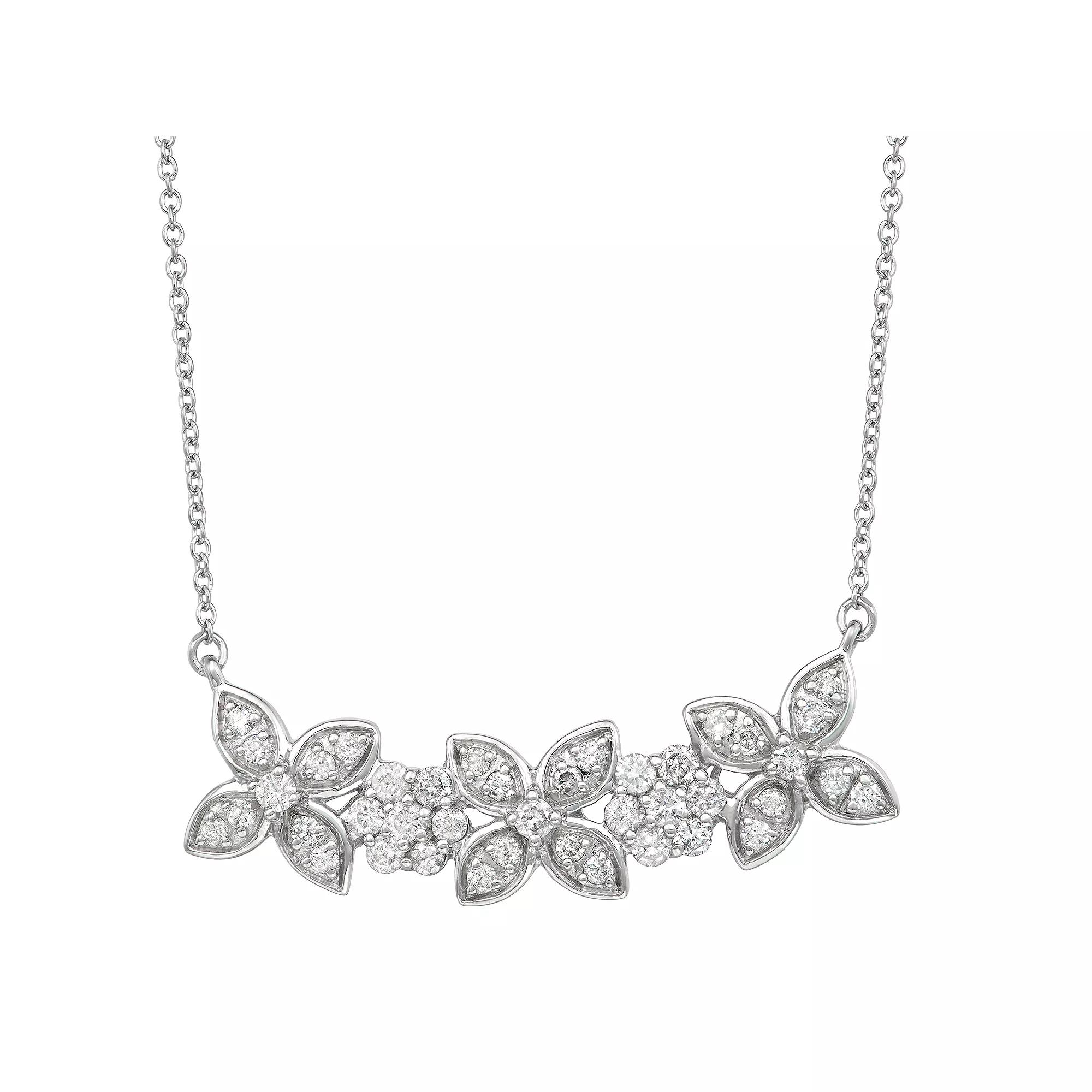 Jewelexcess Sterling Silver 1 Carat Flower Diamond Pendant Necklace, Women's, Size: 18" Product Image