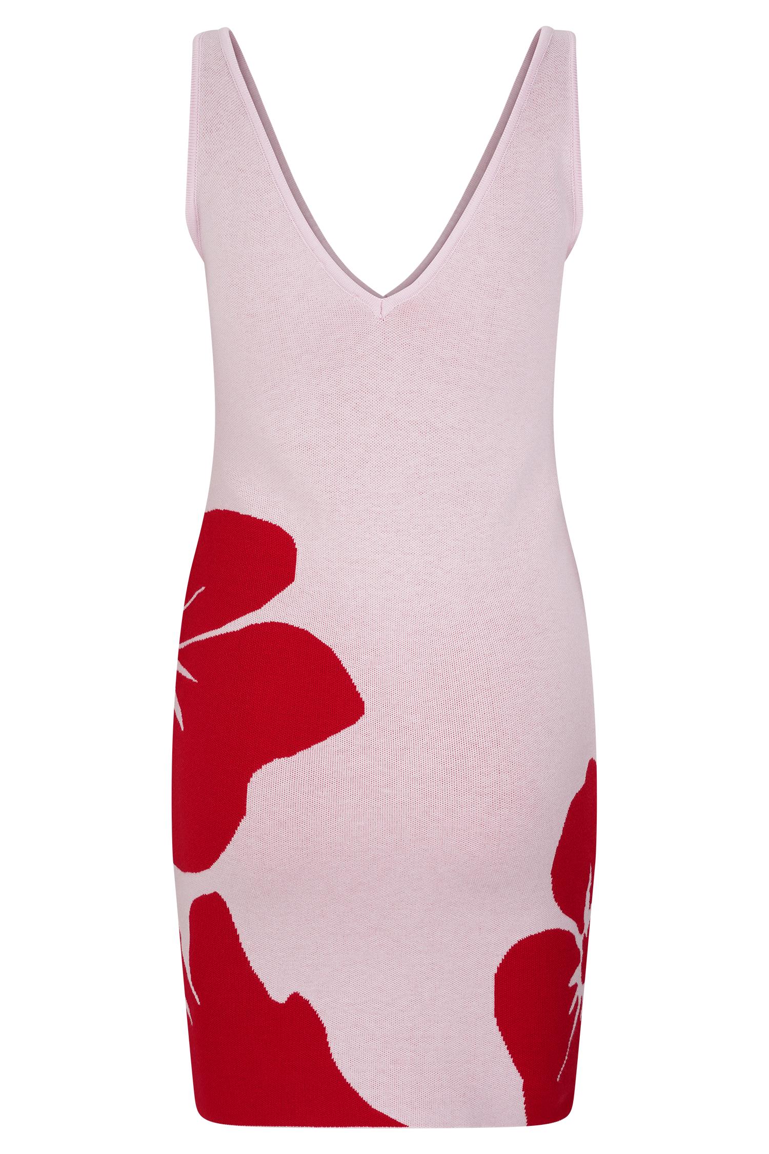 Dorothy Knit Print Mini Dress - Red Deco Fleur Print Product Image