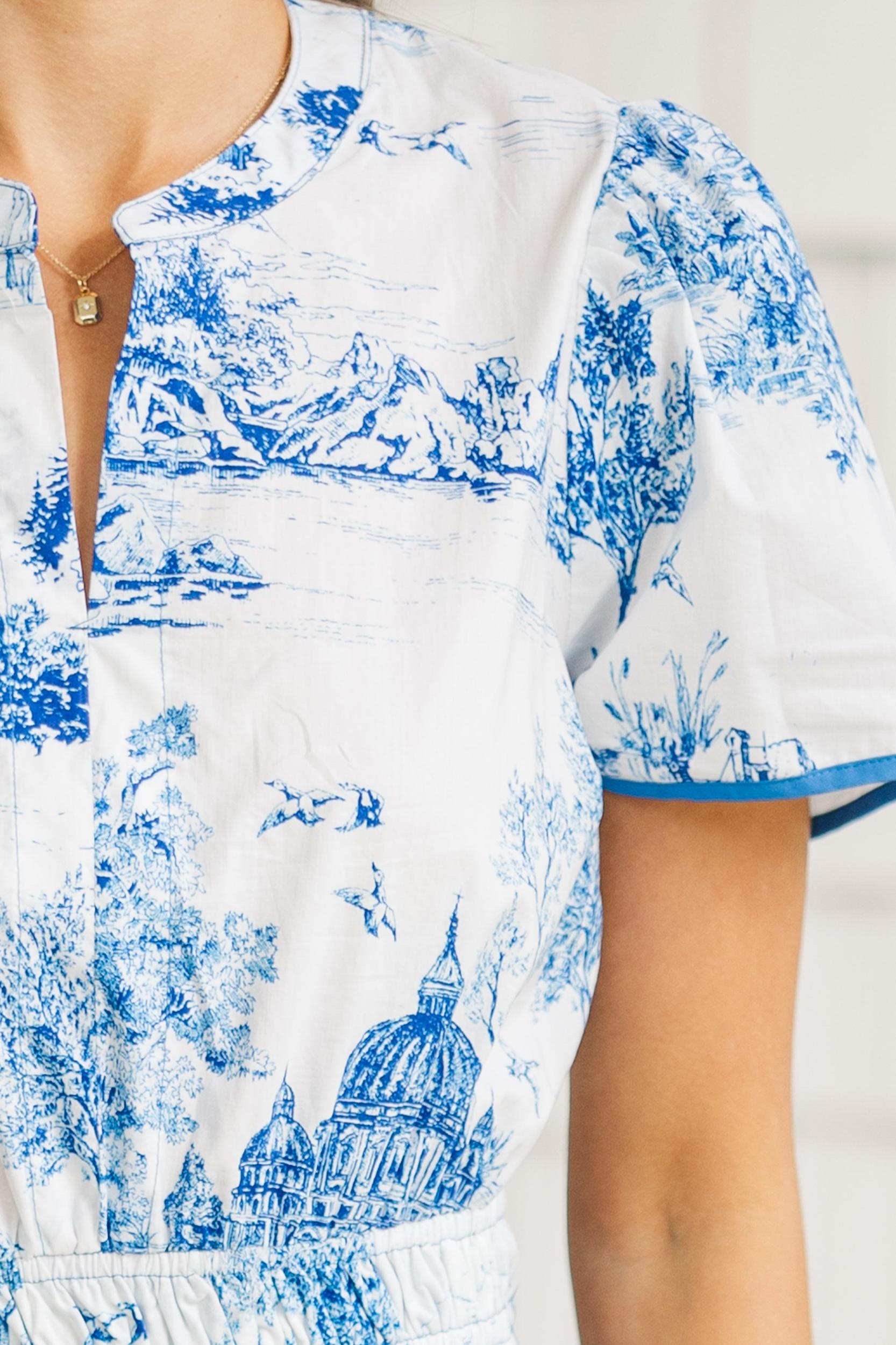 Share Your Happiness Blue Toile Maxi Dress Female Product Image