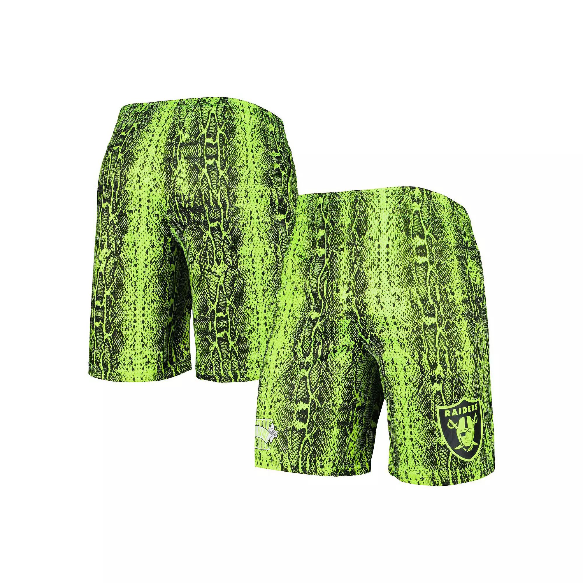 Men's New Era Neon Green Las Vegas Raiders Summer Pop Shorts,  Product Image