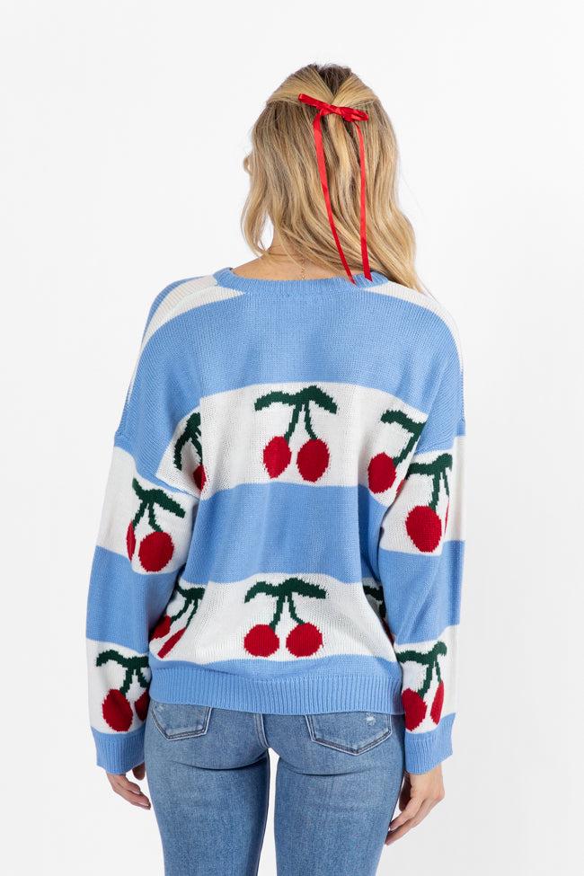 The Cherry On Top Blue Sweater FINAL SALE Product Image