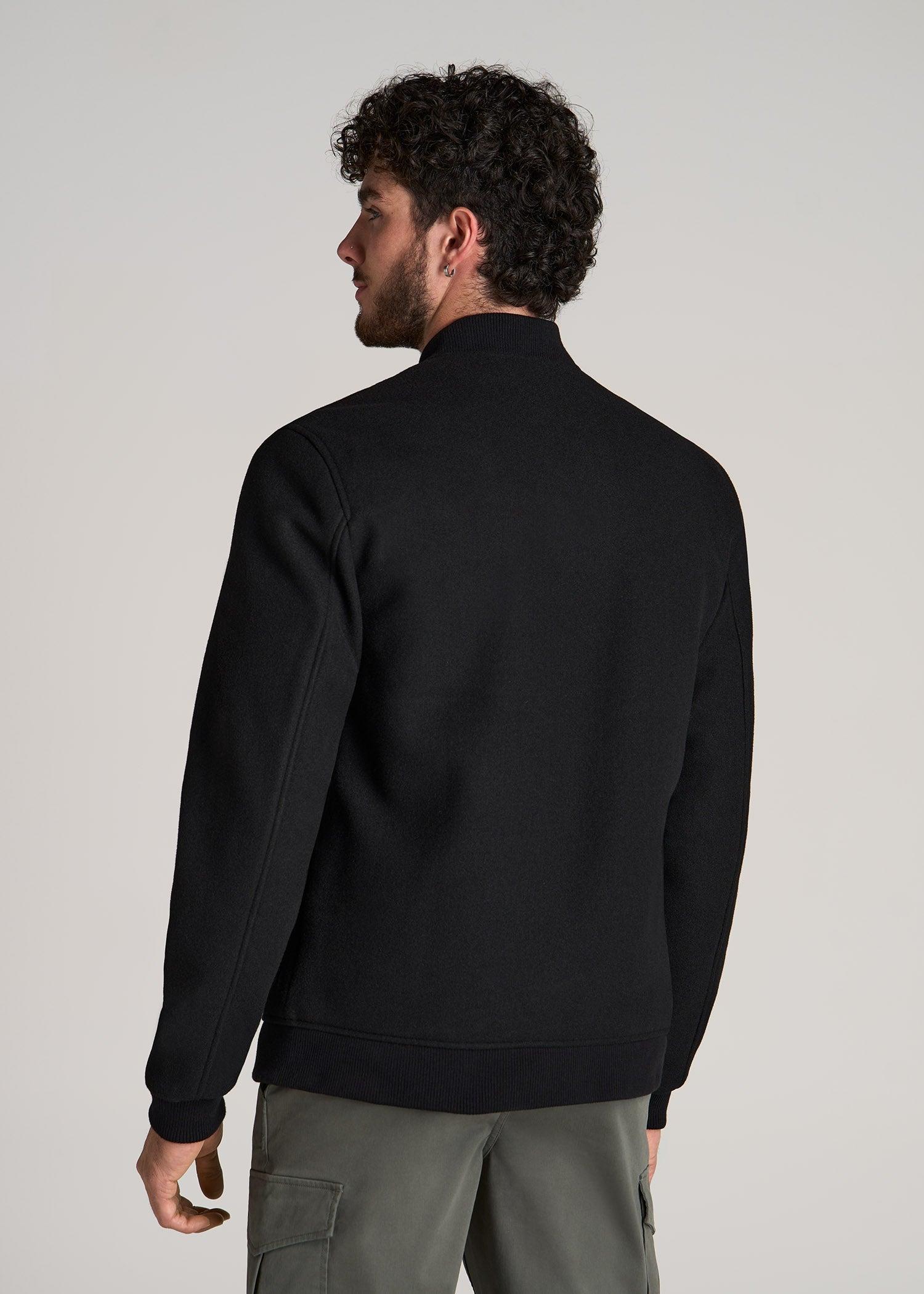 Melton Varsity Jacket for Tall Men in Black Male Product Image