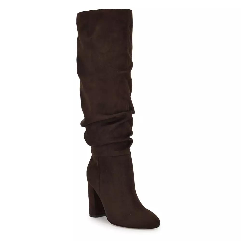 Nine West Magnett Women's Block Heel Slouchy Dress Boots, Size: 8.5, Dark Brown Product Image