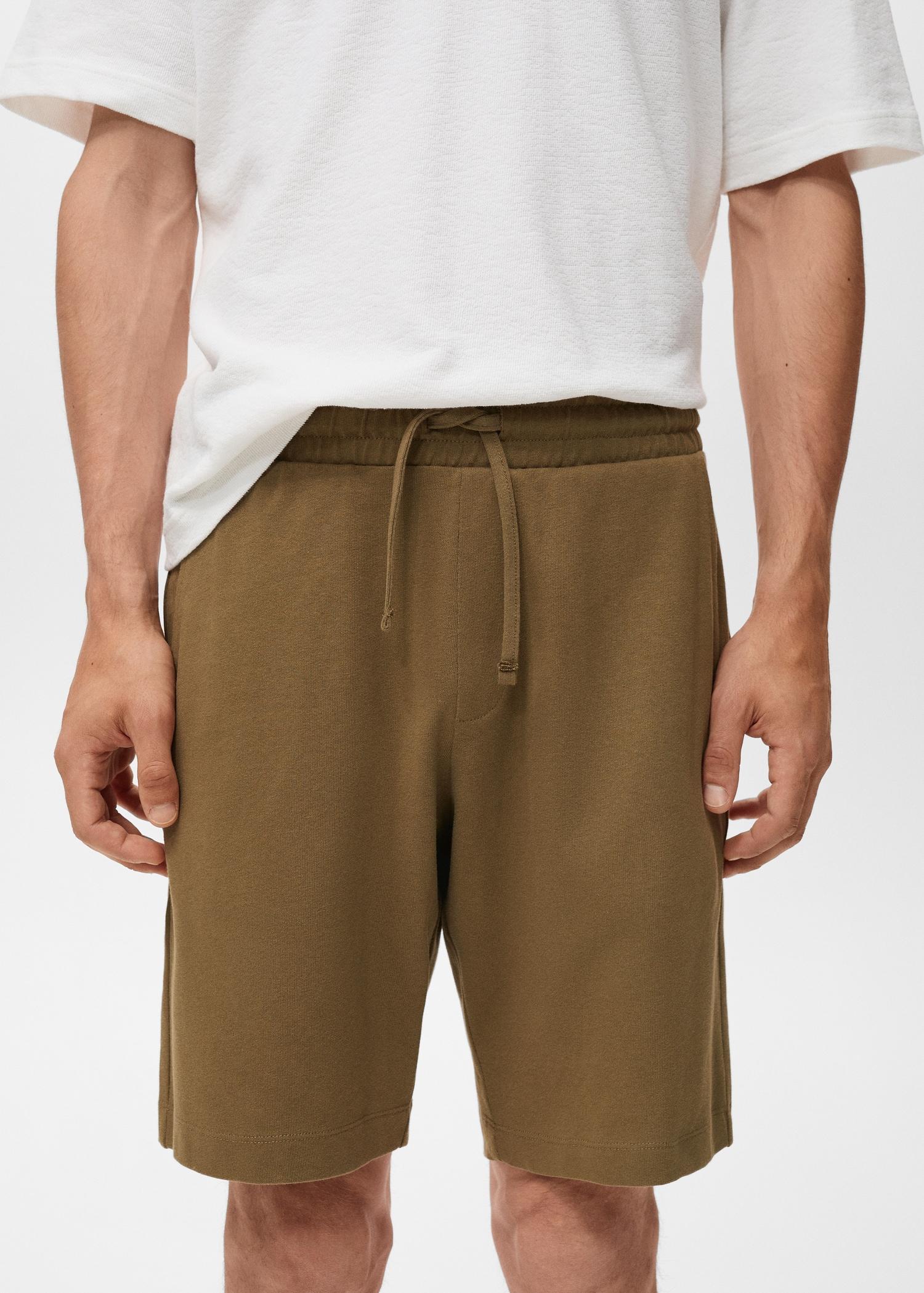 100% cotton bermuda shorts with drawstring - Men | MANGO USA Product Image