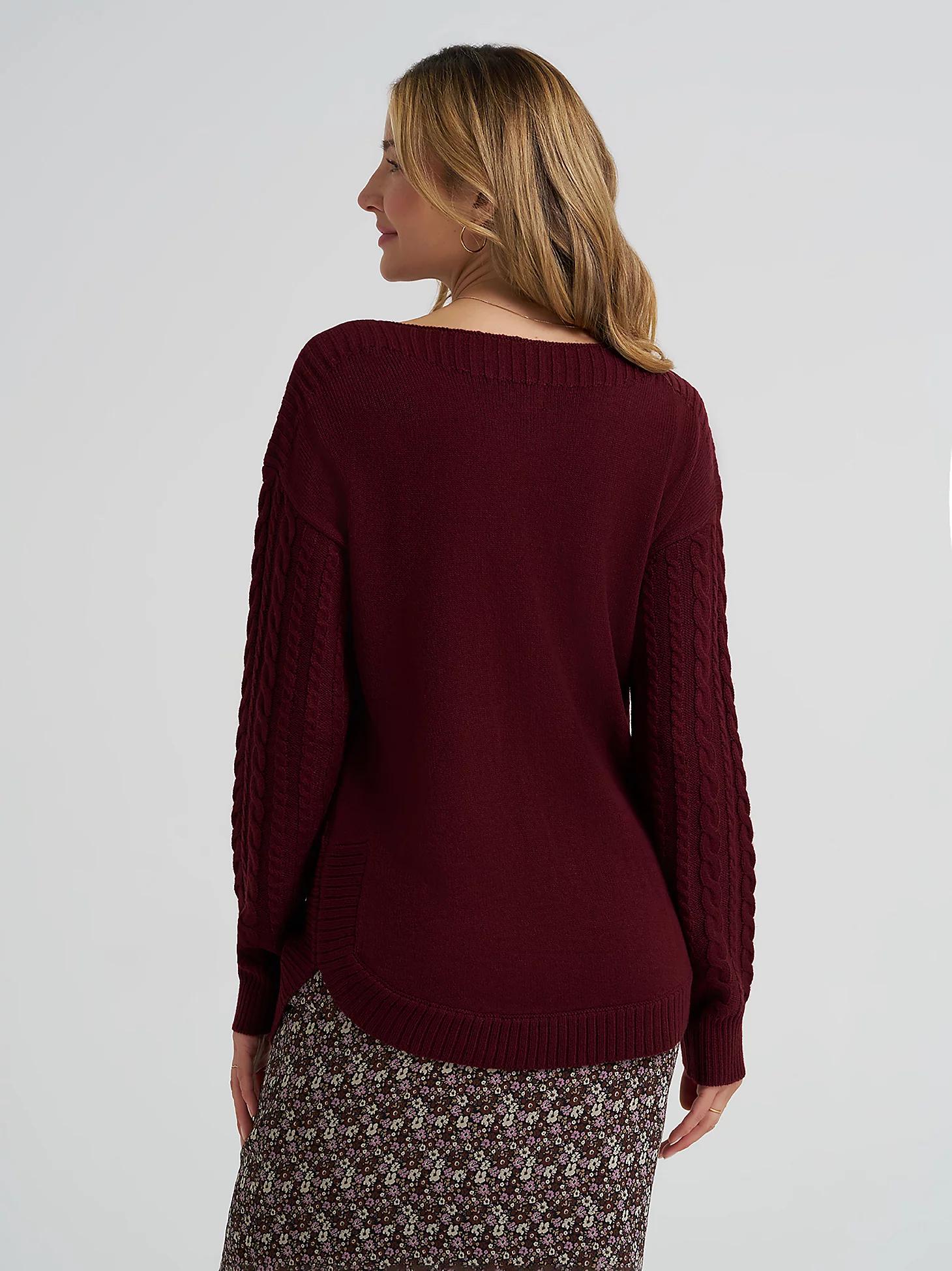 Women's Curved Hem Cable Knit Sweater | Women's Tops & Tees | Lee® Product Image