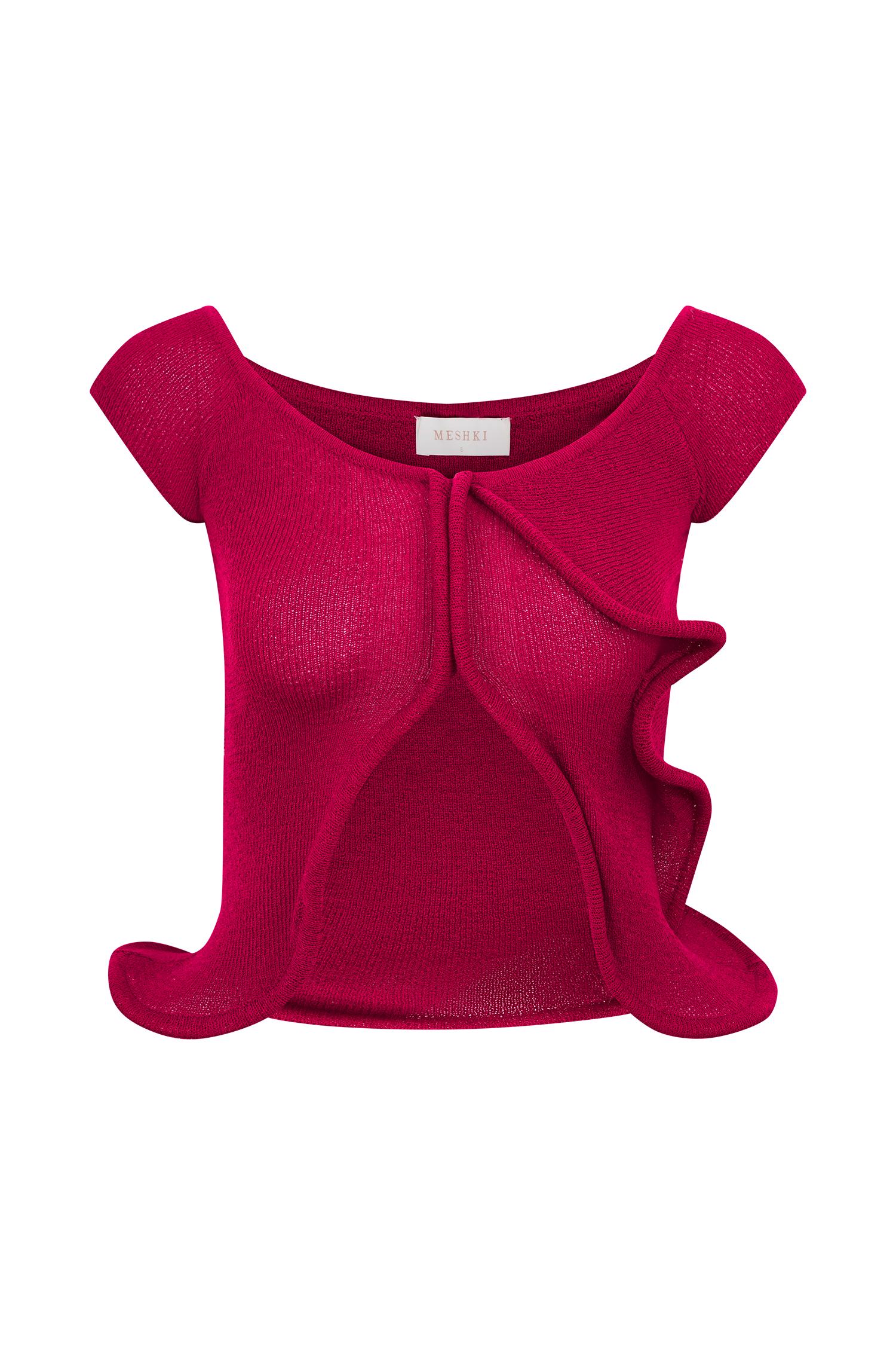 Haisley Off Shoulder Knit Top - Raspberry Product Image