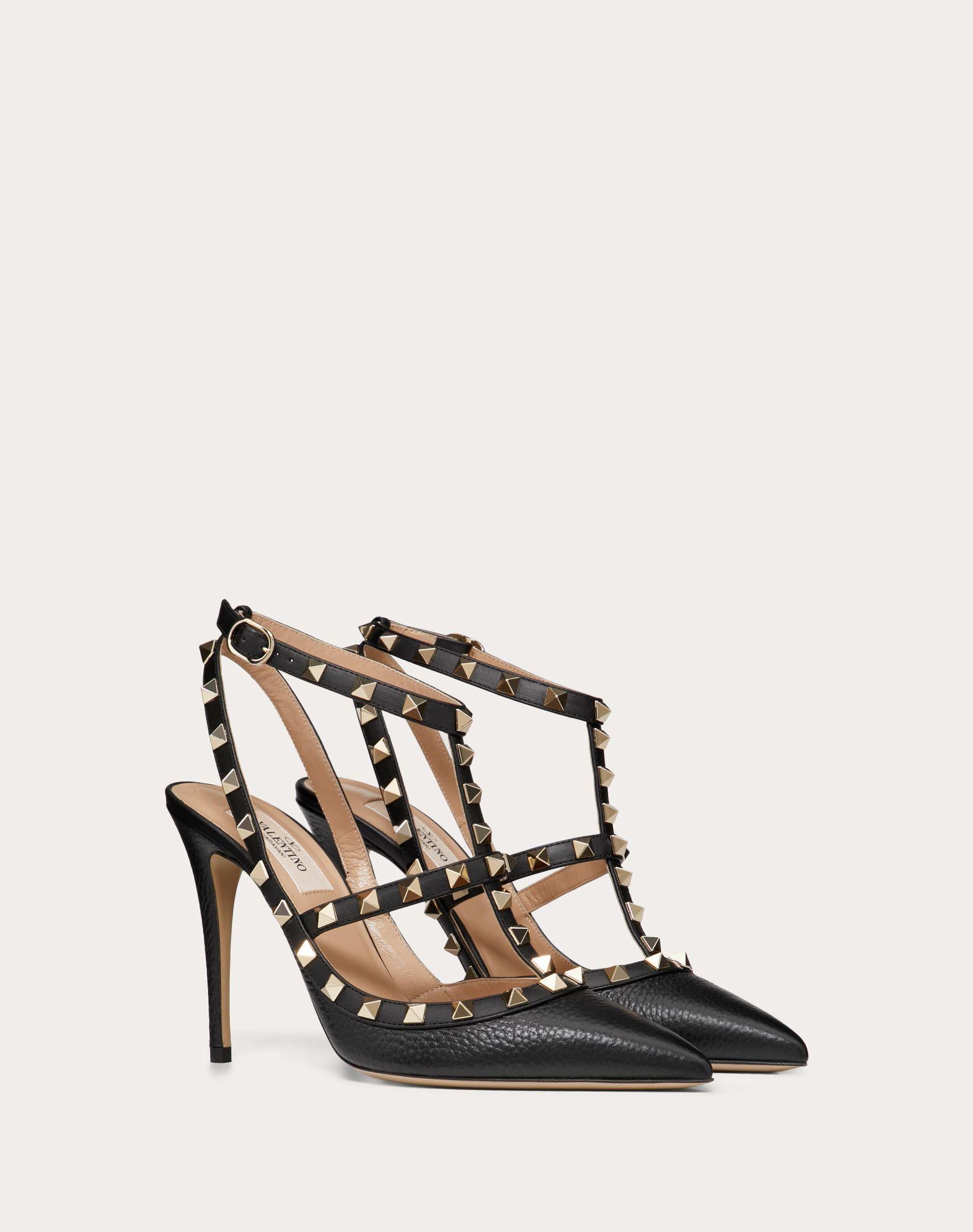 Rockstud Grainy Leather Ankle Strap Pump 100 Mm Product Image