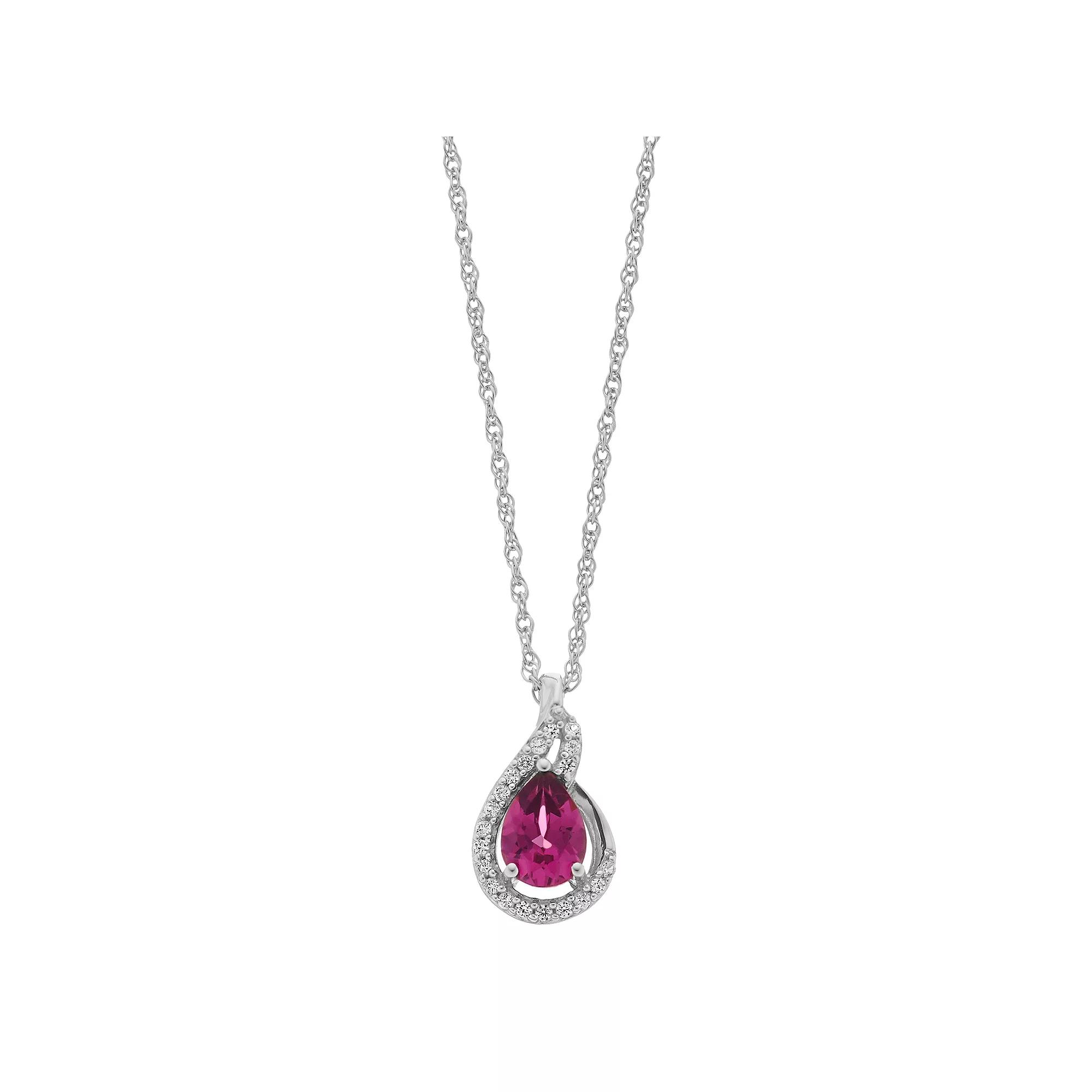 Sterling Silver Rhodolite Garnet & Lab-Created White Sapphire Pendant Necklace, Women's, Size: 18" Product Image