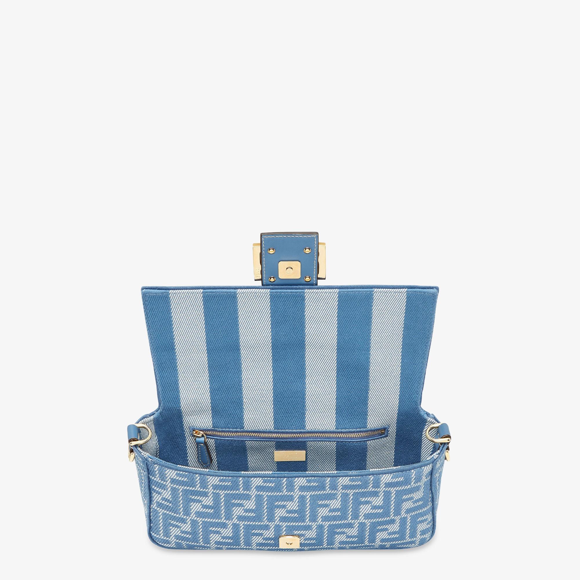 BaguetteBlue denim-effect FF jacquard bag Product Image