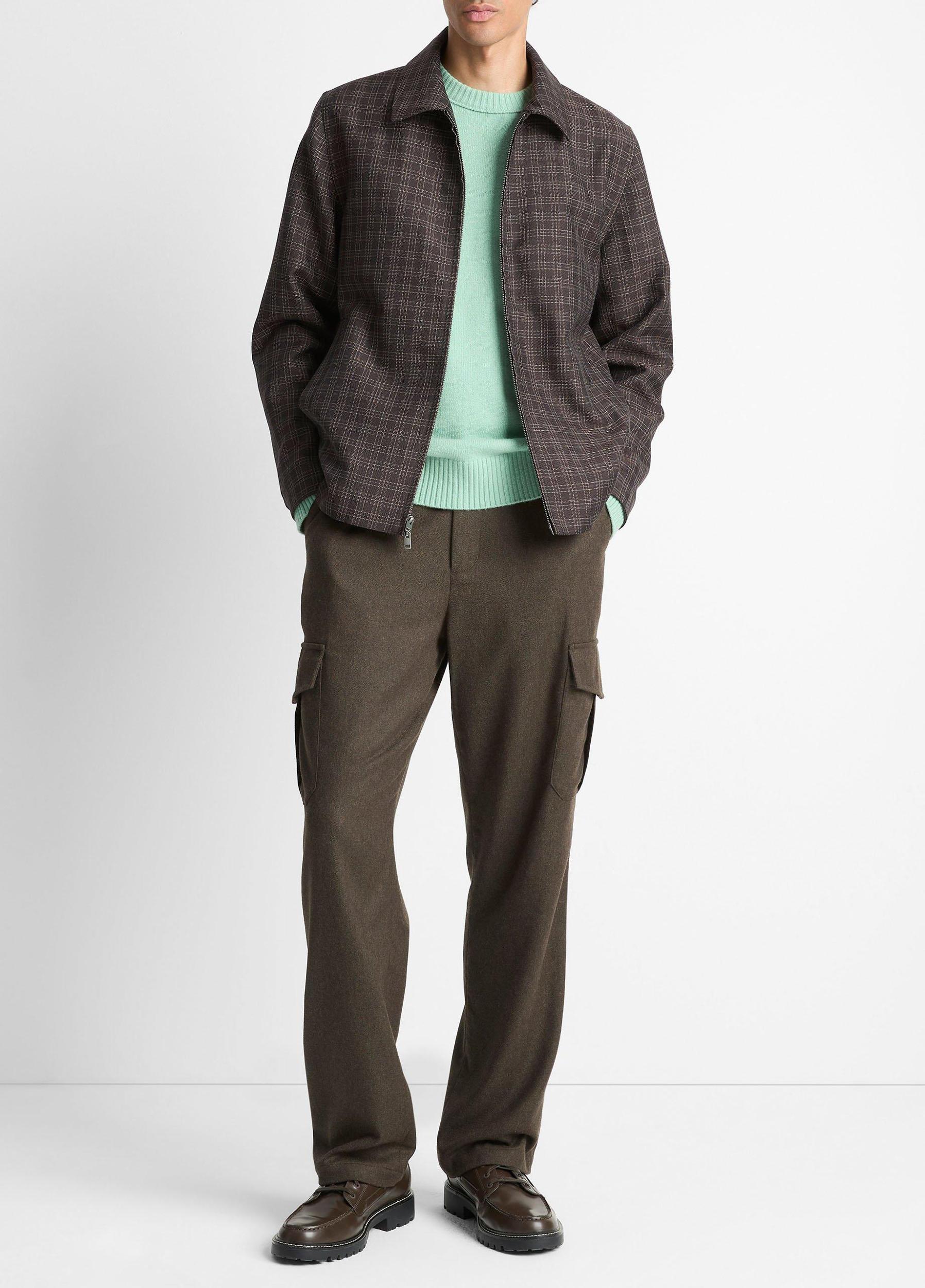 Plaid Wool-Blend Zip Jacket Product Image