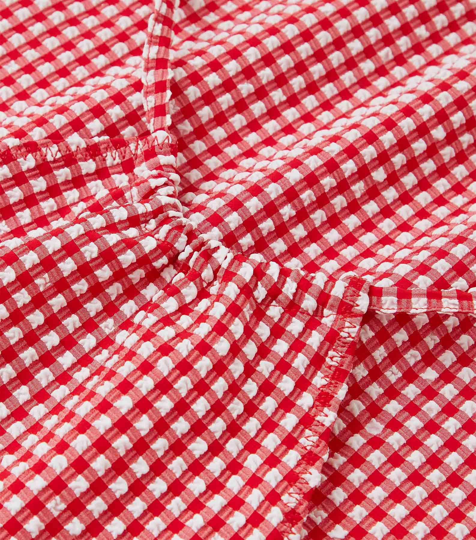 Gingham Seersucker Mini Dress - Red Gingham Product Image