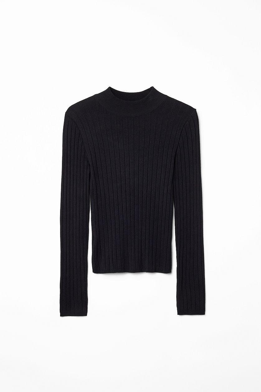 Long Sleeve Wide Ribbed Knitted Top Product Image