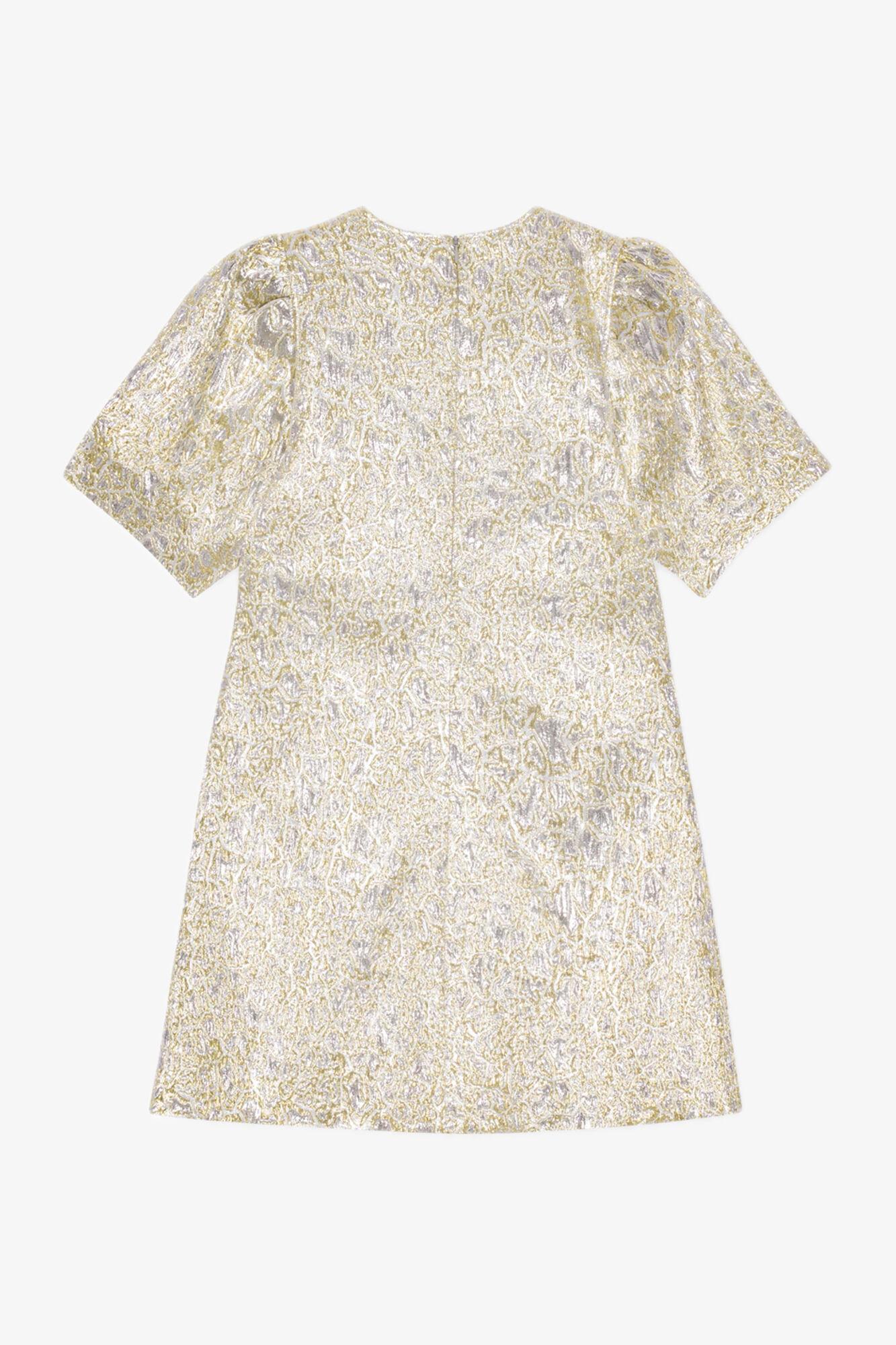 Gold and Silver Metallic A-Line Mini Dress Product Image