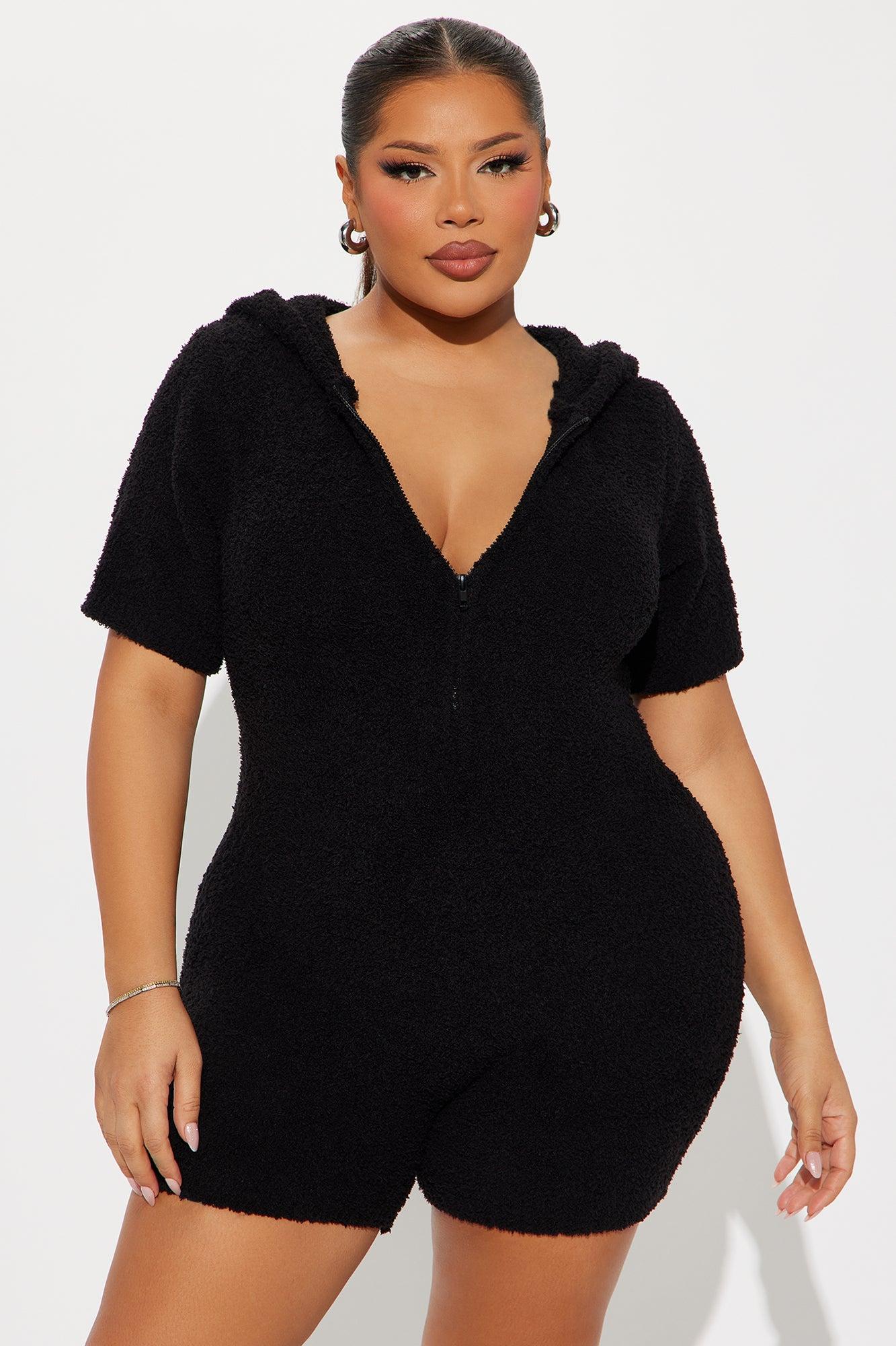Cozy Era Short Sleeve Romper - Black Product Image
