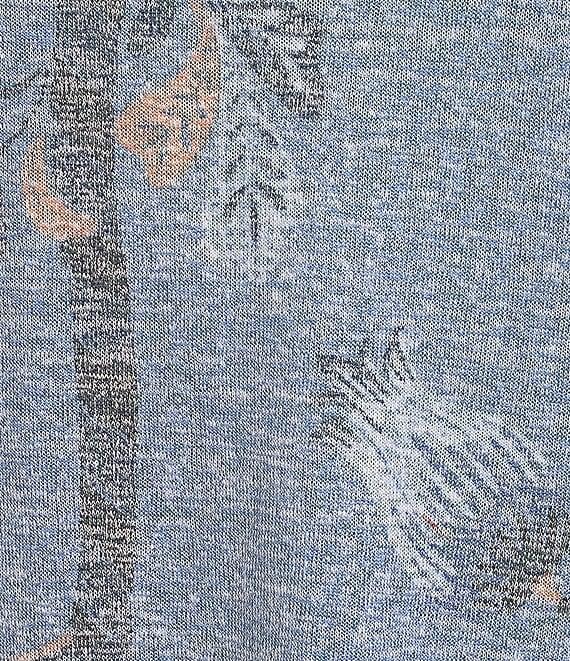 Bobeau Knit Paisley Print Crew Neck Elbow Sleeve Stitch Tee Product Image