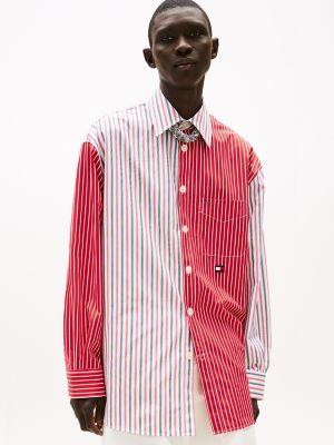 Oversized Fit Mix Stripe Poplin Shirt Product Image