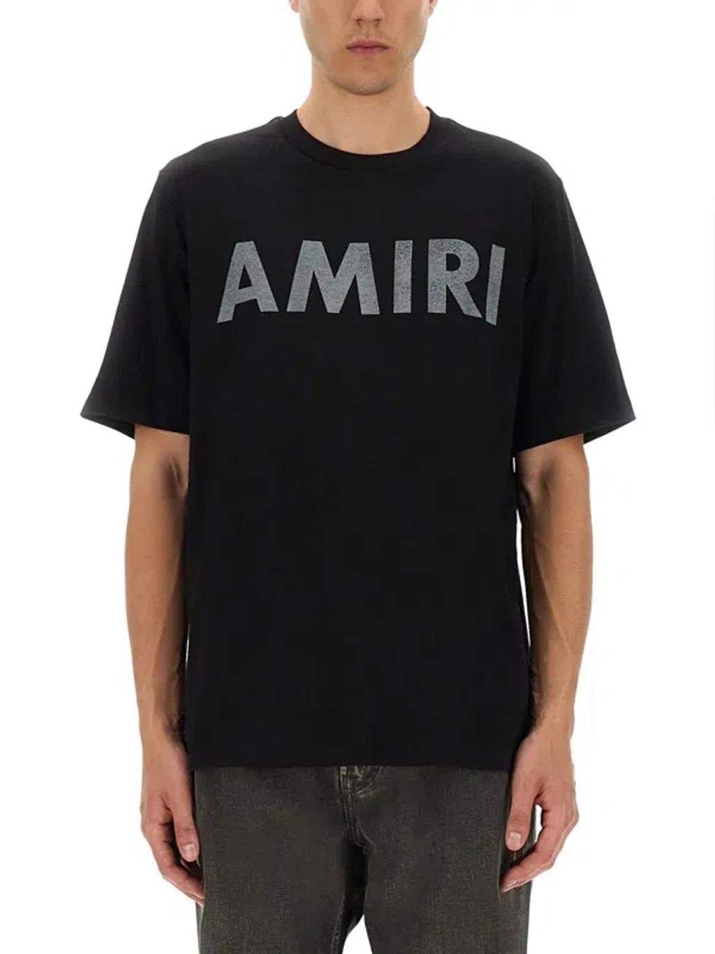 AMIRI Black Cotton T-shirt With Bold Logo Statement Product Image