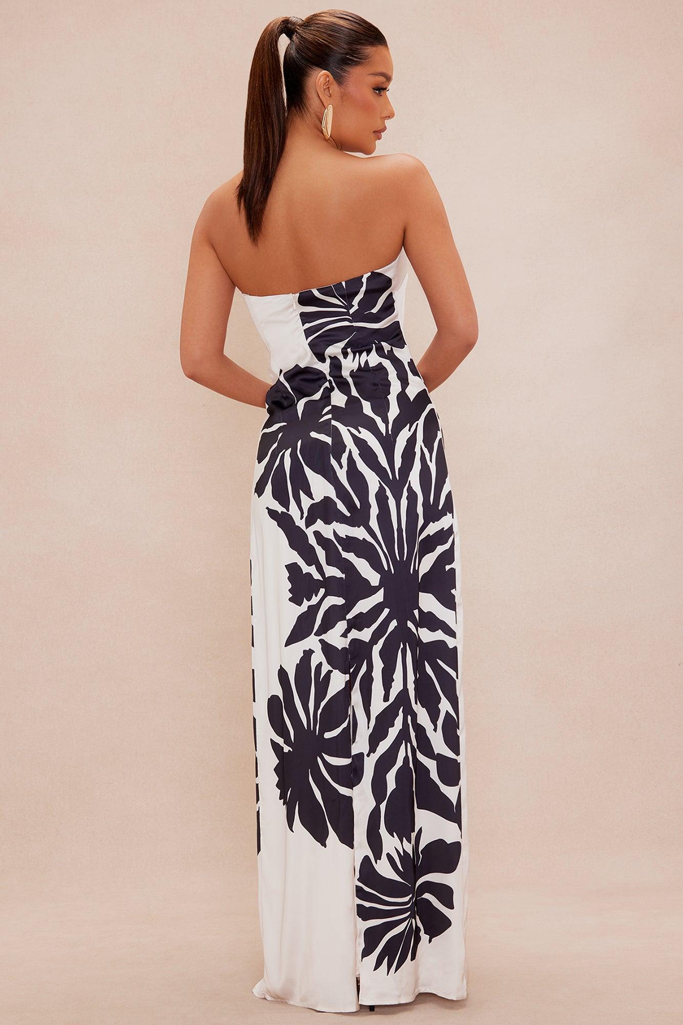 Luna Satin Maxi Dress - Cream/combo Product Image