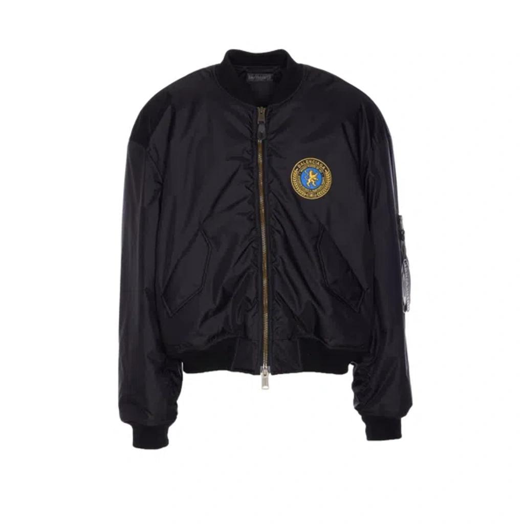 BALENCIAGA Nylon Uniform Merch Large Fit Bomber In Black Product Image
