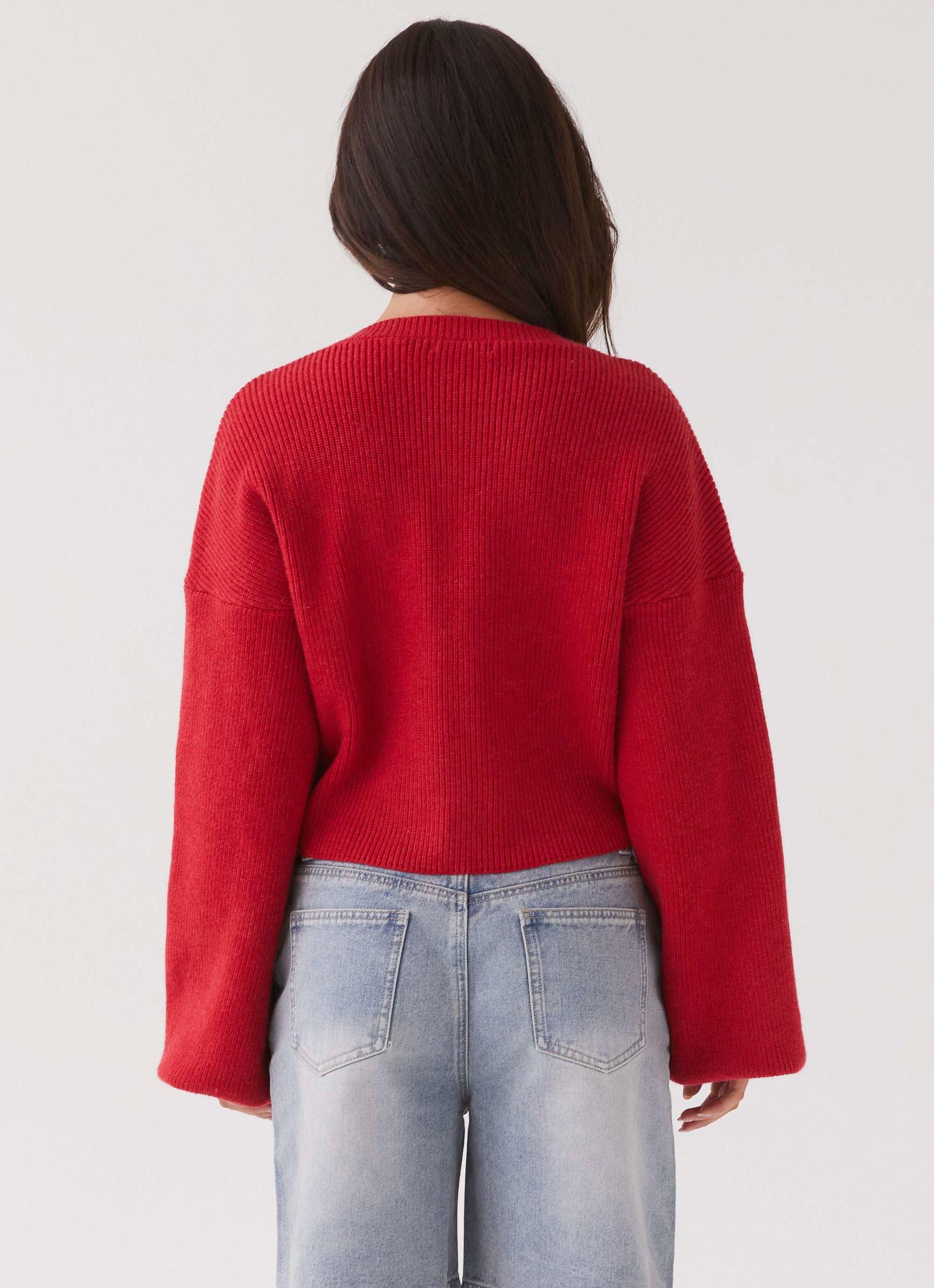 Daphne Knit Cardigan - Cherry Product Image