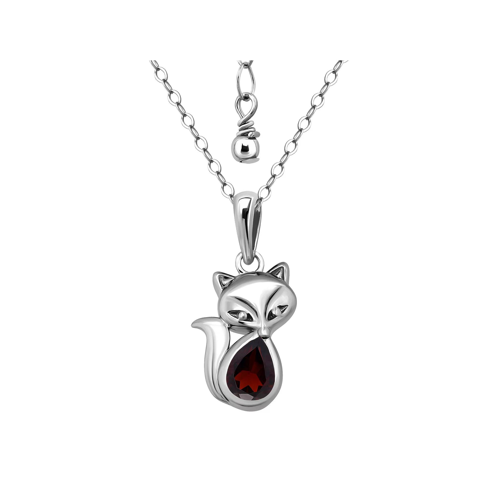 Aleure Precioso Sterling Silver Fox Pendant Necklace, Women's, Size: 16-18" ADJ, Red Product Image
