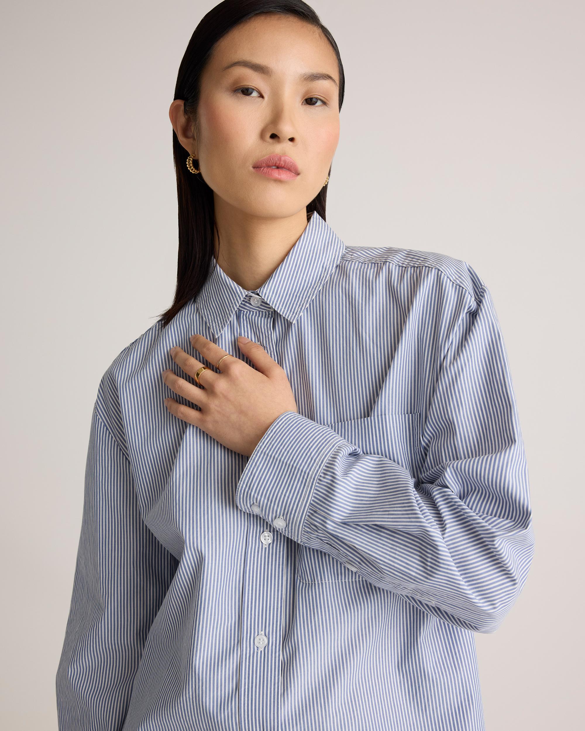 Quince | Women's Poplin Cropped Long Sleeve Shirt Organic Cotton Product Image