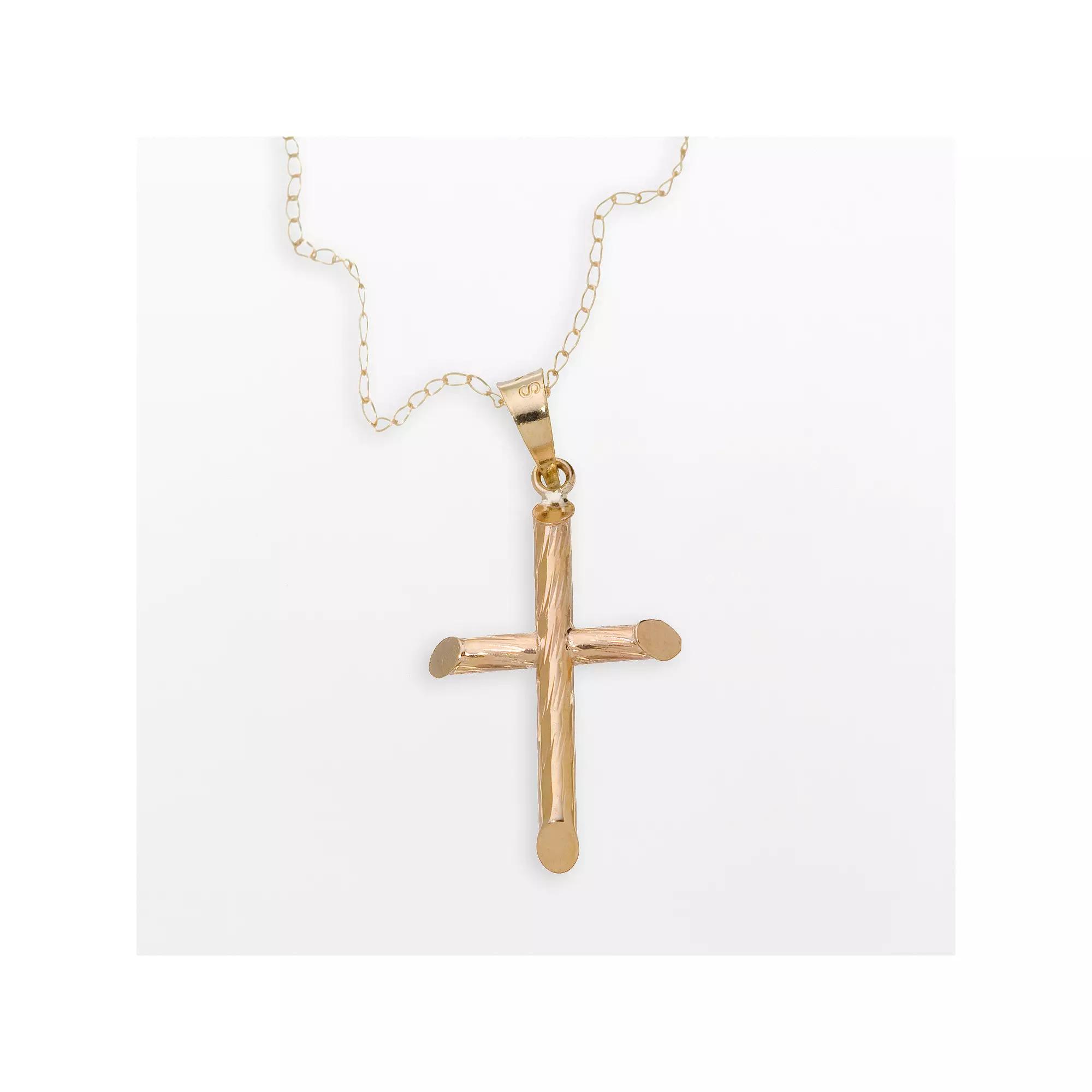 10k Gold Tube Cross Pendant, Womens Product Image