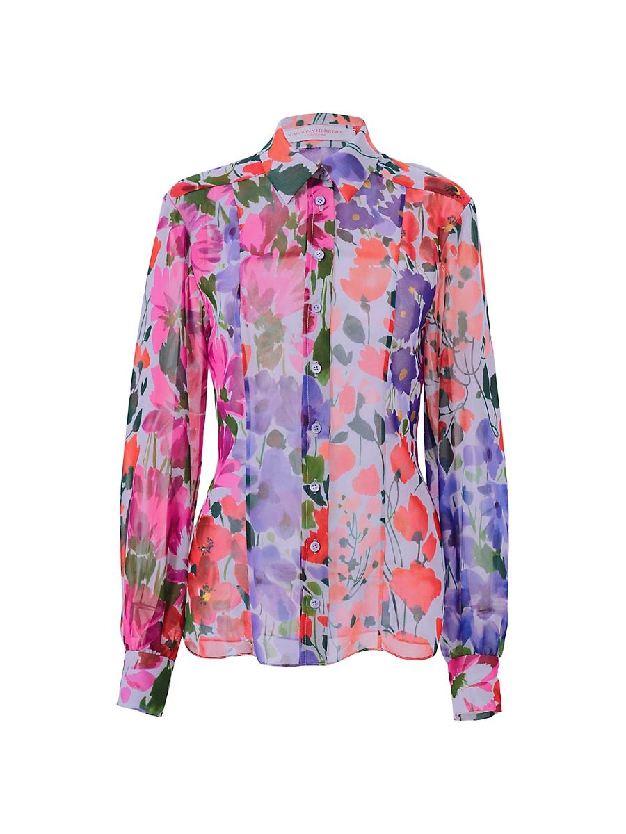 Womens Celeste Sheer Floral Blouse Size 0 Product Image