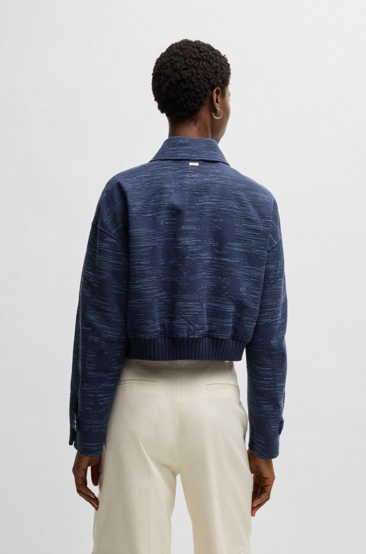 BOSS - Relaxed-fit blazer with floral structure - Dark Blue Product Image