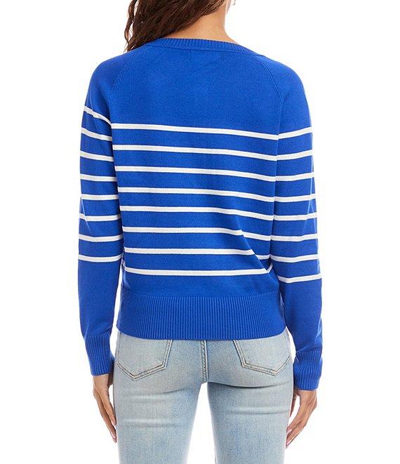 Karen Kane Knit Stripe Long Sleeve Henley Top Product Image