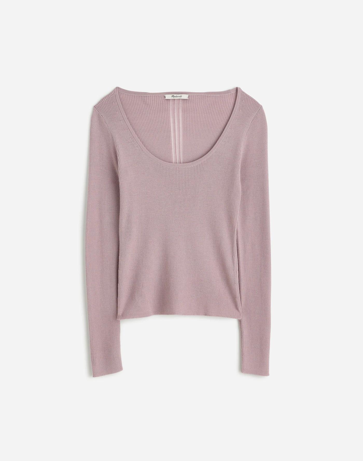 Merino Wool-Silk Blend Scoopneck Sweater Product Image
