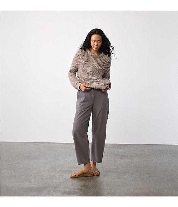 Eileen Fisher Petite Size Organic Cotton Mid Rise Ankle Barrel Pants Product Image