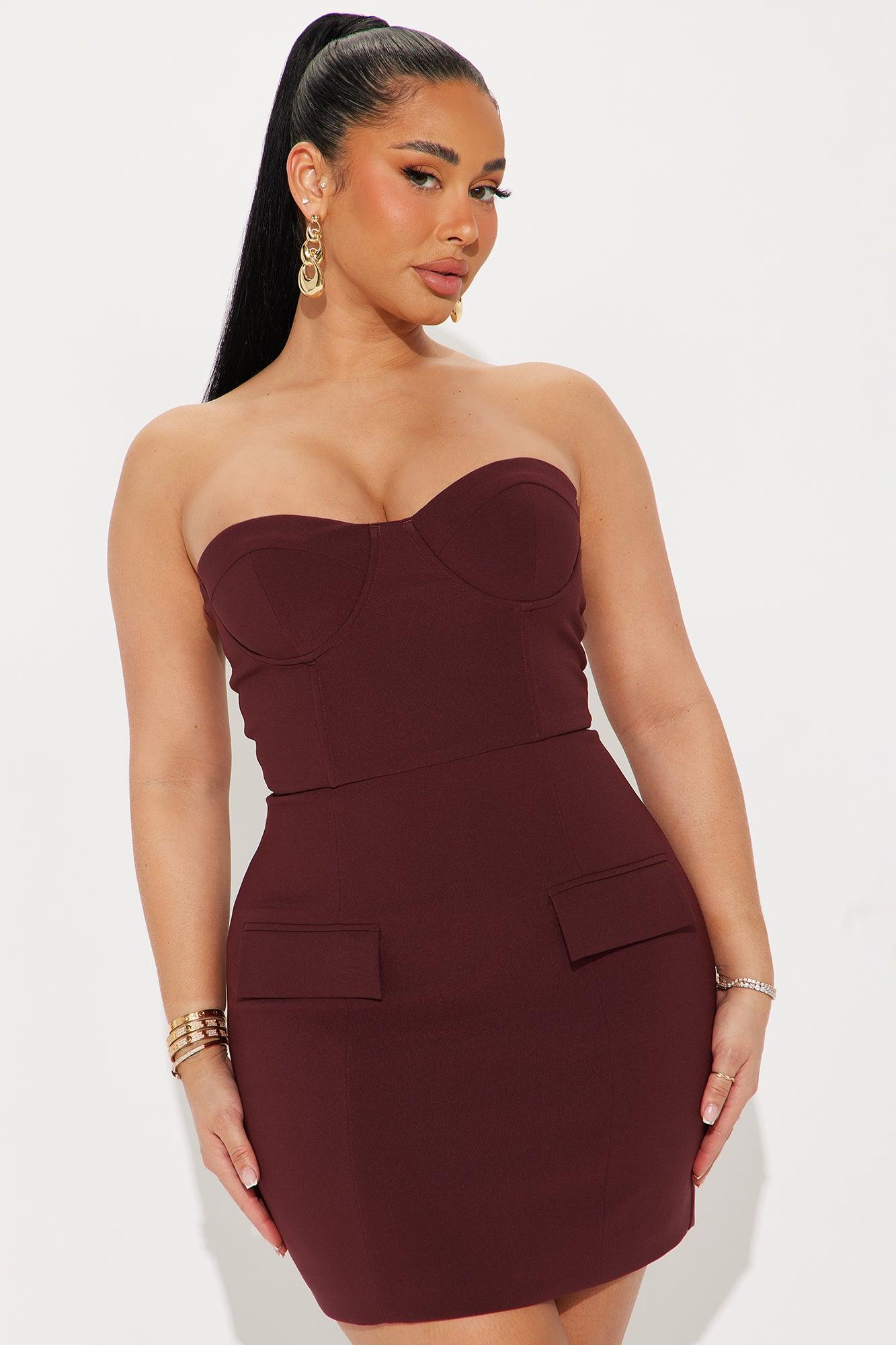 Blaire Strapless Mini Dress - Chocolate Product Image