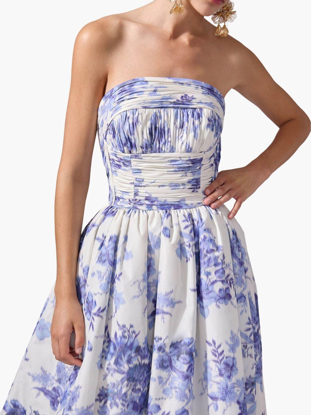 floral-print strapless gown Product Image