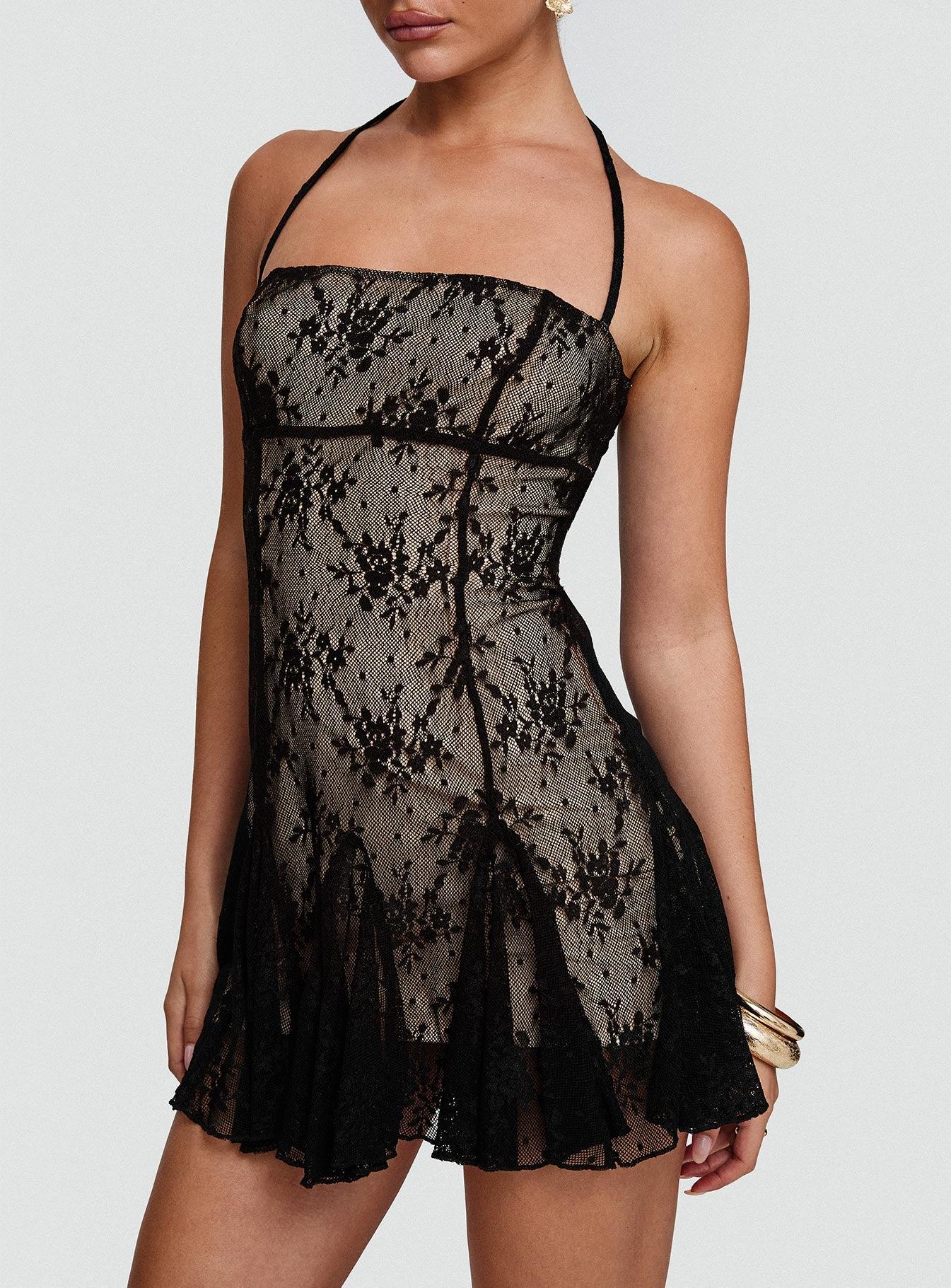 Delamere Lace Mini Dress Black Product Image