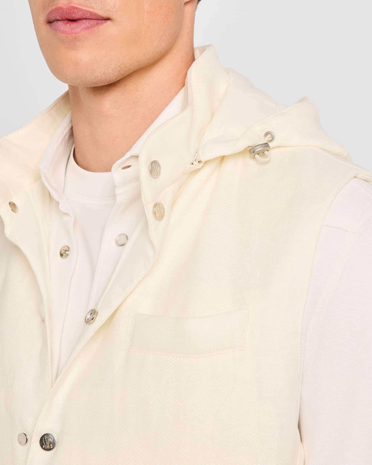 Men's Water-Resistant Snap-Front Vest with Removable Hood Product Image