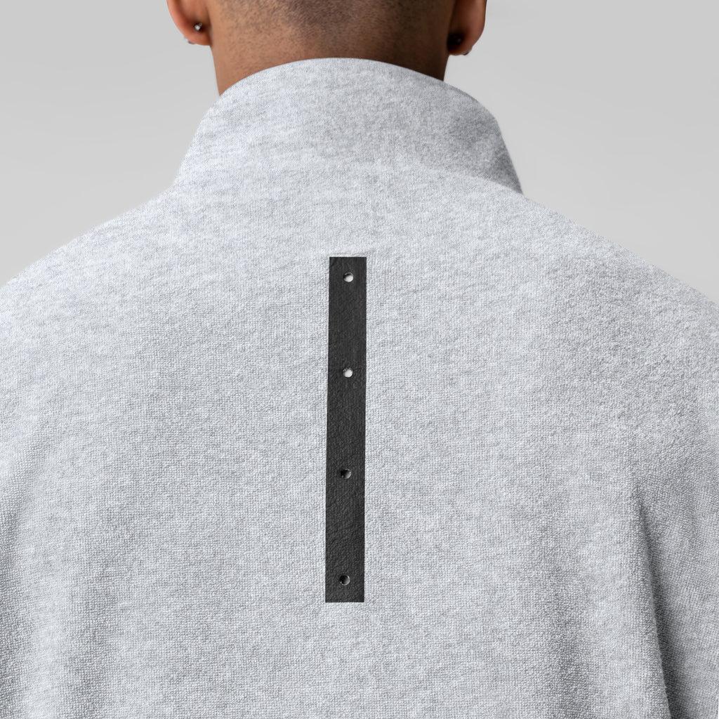 1057. Towel Terry Quarter Zip Oversized Tee - Heather Grey Product Image