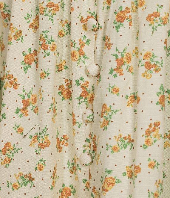 Allison & Kelly Sleeveless Ditsy Floral Print Square Neck Empire Waist Bow Accent Dress Product Image