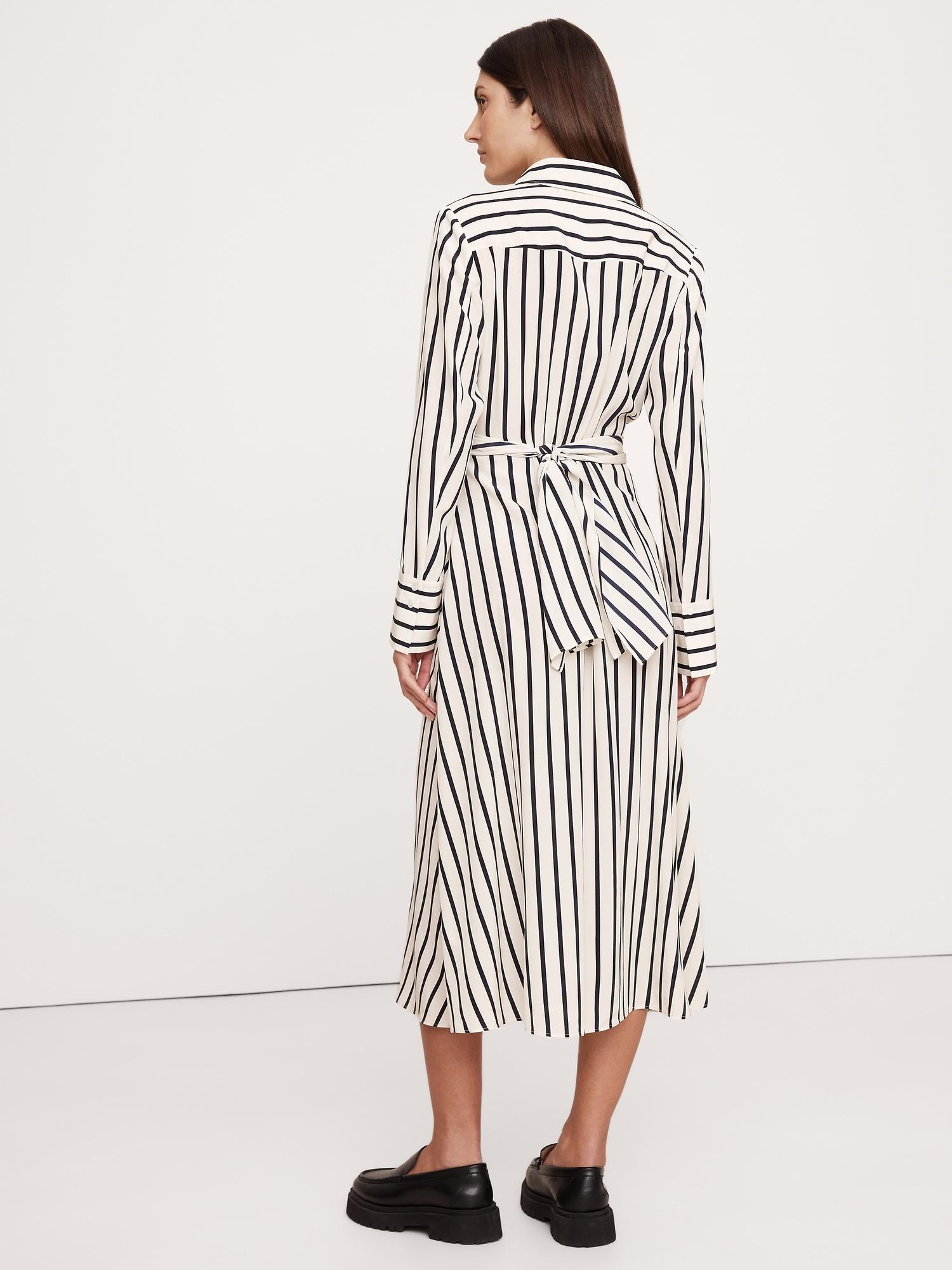 Matte Silk Twist-Front Shirt Dress Product Image