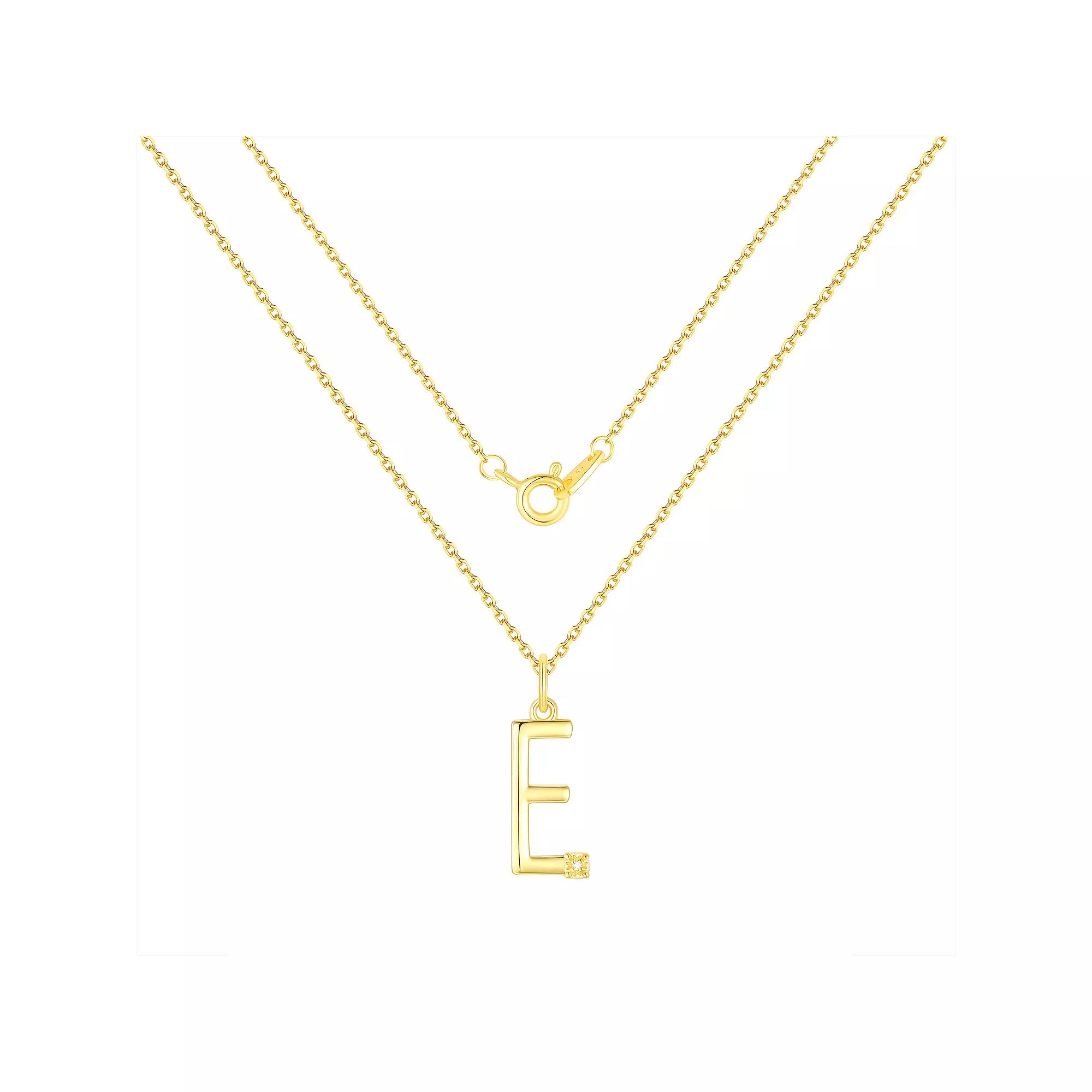 Forever Radiant Diamond Accent Initial Pendant Necklace, Women's, Size: 18", Gold Tone E Product Image